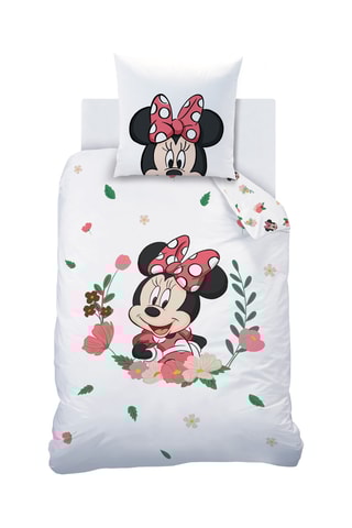 Conjunto de edredão em algodão Minnie Disney - Branco e rosa