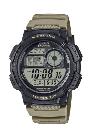 Montre digitale en résine - Chronomètre - Kaki et noir