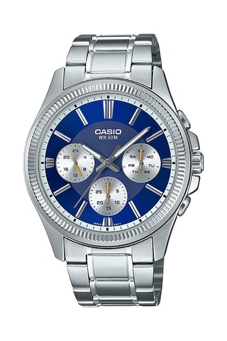 Stalen Quartz Horloge - Zilverkleurig en Blauw