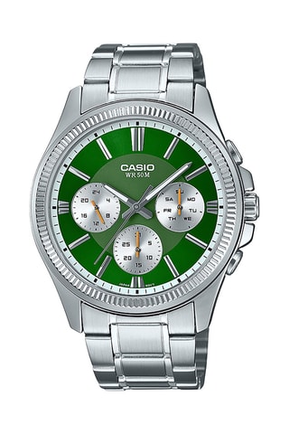 Stalen Quartz Horloge - Zilverkleurig en Groen