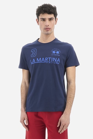 T-shirt regular à capuche - Bleu marine