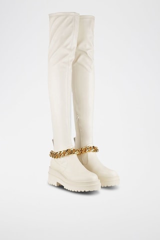 Leren Platform Lieslaarzen - Wit