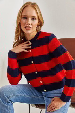 Vest - Rood en Marineblauw