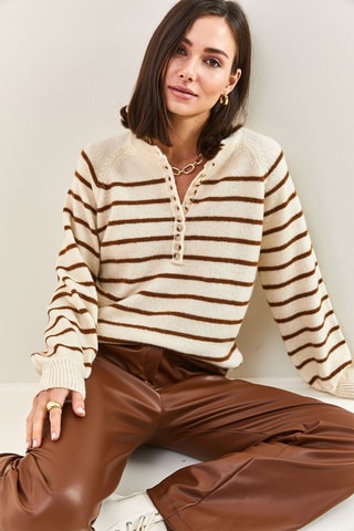 Trui - Beige en Bruin