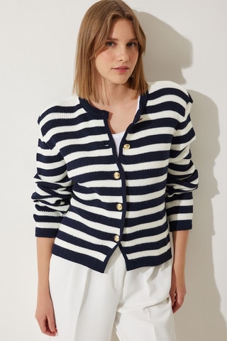 Vest - Ecru en Marineblauw