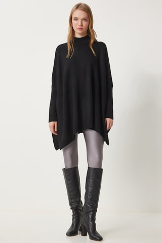 Wollen Poncho - Zwart