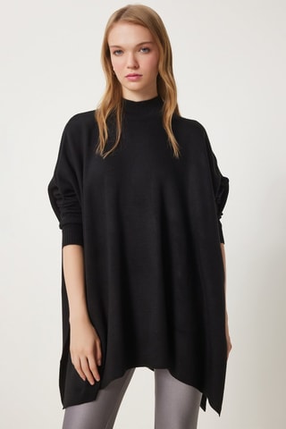 Wollen Poncho - Zwart