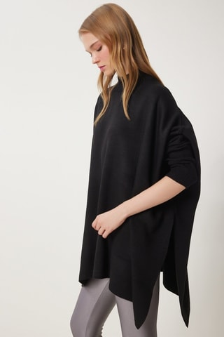 Wollen Poncho - Zwart