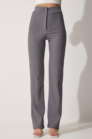 Broek Bootcut met Hoge Taille Grijs
