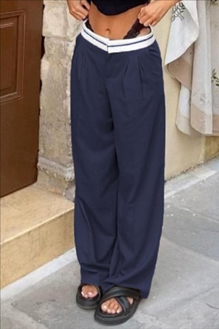 Broek Wide Legs - Marineblauw