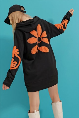 Sweaterjurk met Capuchon - Zwart