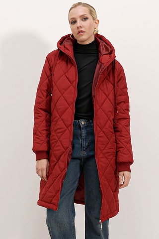 Lange Gewatteerde Jas - Rood