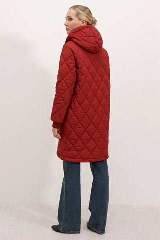 Lange Gewatteerde Jas - Rood