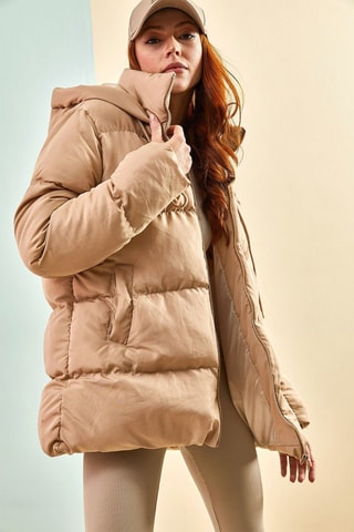 Oversized Gewatteerde Jas - Beige