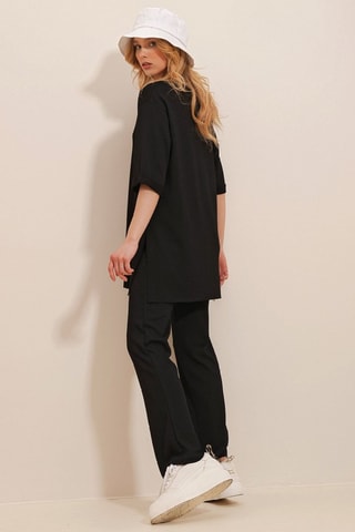 Oversized T-shirt en Casual Broek - Zwart