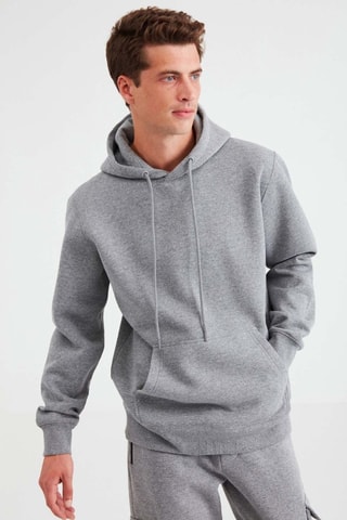 Sweater regular met capuchon - Grijs