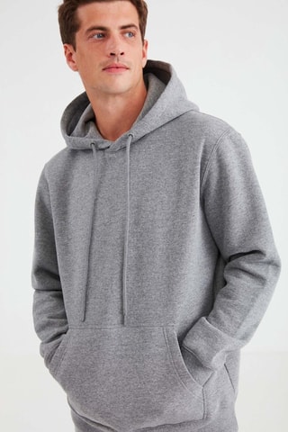 Sweater regular met capuchon - Grijs