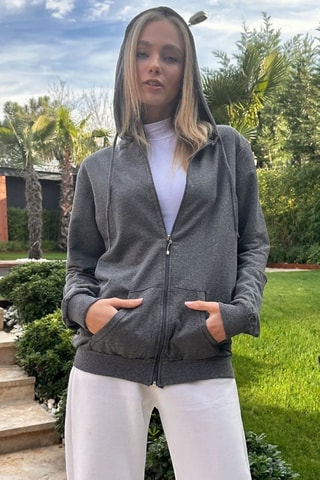 Oversized Sweater met Capuchon - Antraciet
