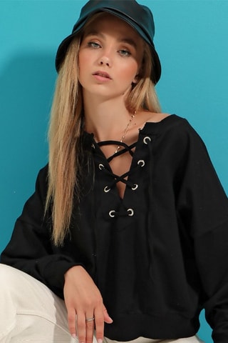 Oversized sweater - Zwart