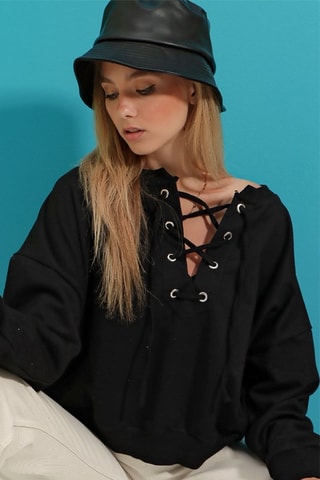 Oversized sweater - Zwart