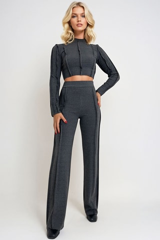Crop Top en Palazzobroek Hoge Taille - Antraciet