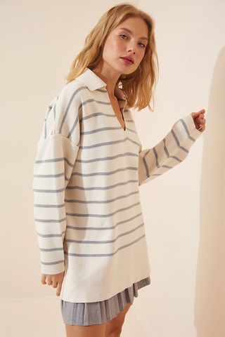 Oversized trui - Grijs en Ecru