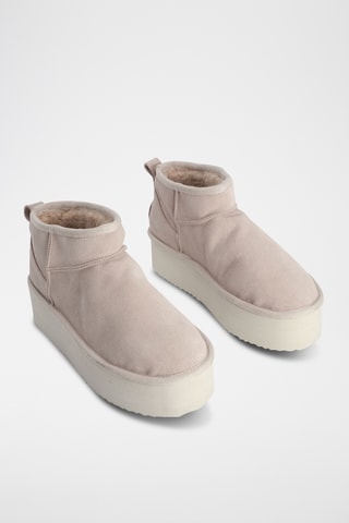 Gevoerde Platform Enkellaarzen - Beige