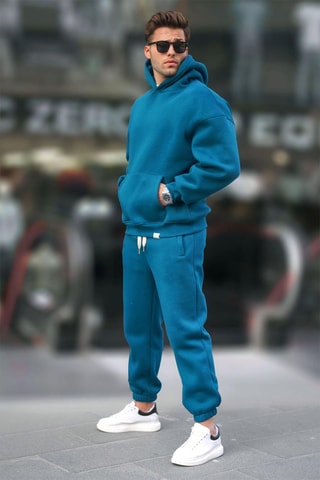 Sweater met Capuchon en Joggingbroek - Pauwblauw