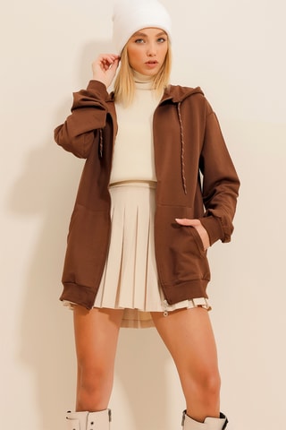 Oversized Sweater met Capuchon - Bruin