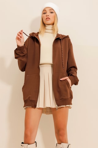 Oversized Sweater met Capuchon - Bruin