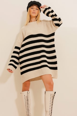 Wollen Oversized Trui-jurk - Beige