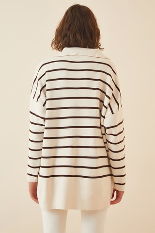 Oversized trui - Wit en Bruin
