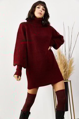 Trui-jurk - Bordeauxrood