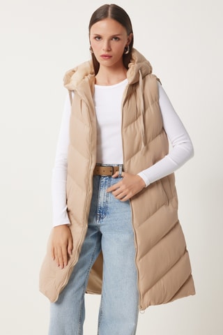 Lange Bodywarmer - Crèmekleurig