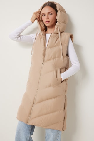 Lange Bodywarmer - Crèmekleurig