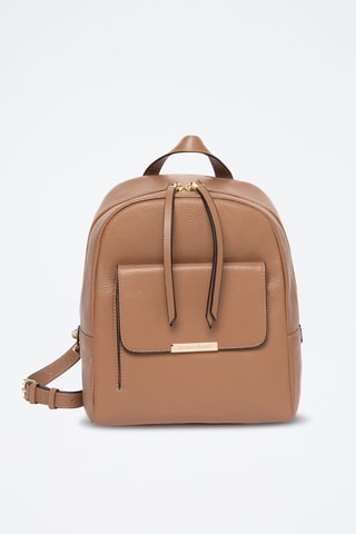 Mochila em couro Stella - Castanho
