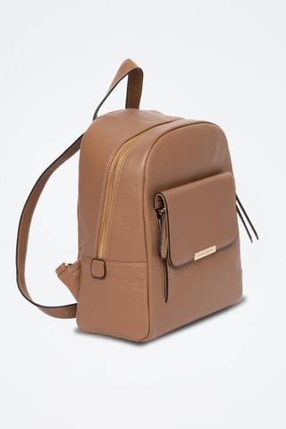 Mochila em couro Stella - Castanho