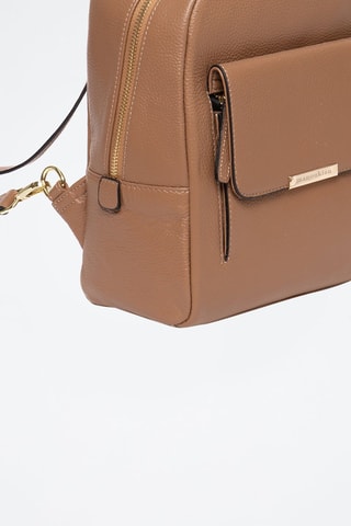 Mochila em couro Stella - Castanho