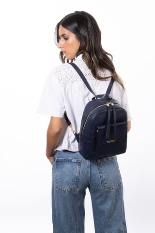 Sac à dos en cuir Stella - Bleu marine
