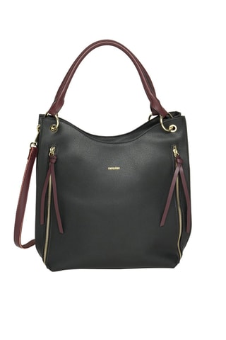 Mala de ombro em couro Nicole - Preto e vermelho