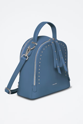 Mochila em couro Picadilly - Prateado e azul