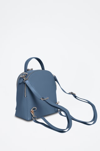 Mochila em couro Picadilly - Prateado e azul