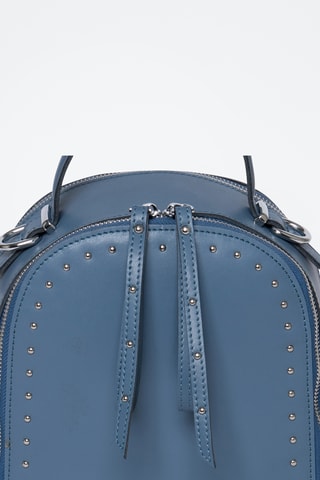 Mochila em couro Picadilly - Prateado e azul