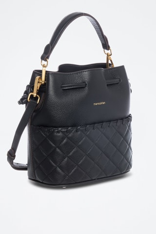 Mala bucket em raspa de couro Virgin - Preto