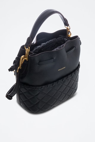 Mala bucket em raspa de couro Virgin - Preto