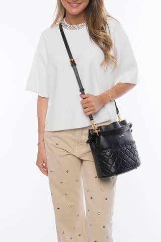Mala bucket em raspa de couro Virgin - Preto