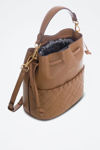 Mala bucket em raspa de couro Virgin - Castanho