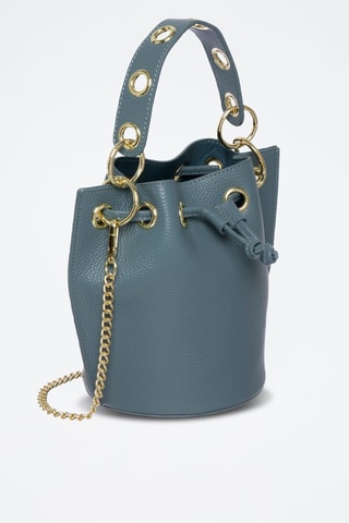 Mala bucket em couro Eden - Azul