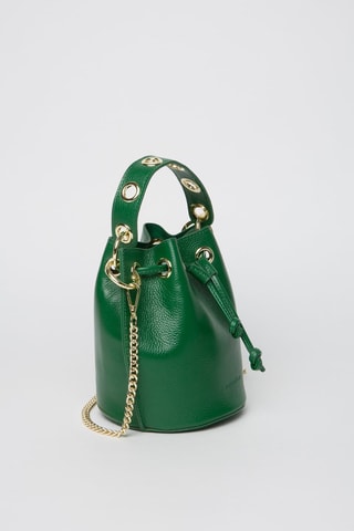 Mala bucket em couro Eden - Verde e dourado