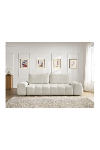 Canapé droit convertible Everest - Blanc - 3 places - En polyester - Couchage 153 x 197 cm